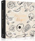 Recipe Binder with Plastic Sleeves, 8.5x11 3 Ring Blank Recipe Book Binder | Premium recipe binder kit with waterproof cover, sleeves, cards, dividers and gift box for preserving recipes-Oyster White.