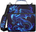 Dragon Blue Black 3 Ring Binder Bag 1.5 inch Binder Organizer with Zipper Shoulder Strap 500 Sheet Documents Storage for School Office
