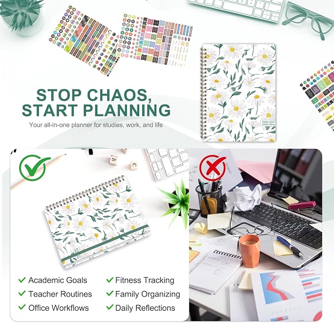 Planner 2026-2027, Weekly and Monthly Academic Year Calendar Planner, July 2026 - June 2027, Daily Agenda Book for Office School Supplies, A5(6.3'' x 8.5'')