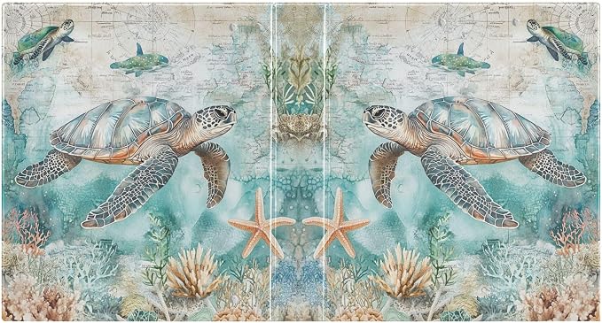 Sea Turtle Shell Starfish Coral Round Ring Binders 1.5 Inch Whale Nautical Ocean Theme 3 Ring Clipboard Binder for Office School Work Supplies File Folder 200 Sheet Capacity 2 Pieces