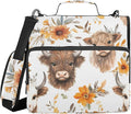 ALAZA Zipper Binder 3 Ring Highland Cows Cattle Flowers Binder Organizer with Zipper and Shoulder Strap Large Capacity Multi-Pocket Trapper Keeper File Folder for Office Supplies