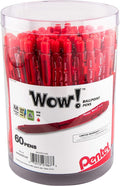Pentel WOW! Ballpoint Pen, (1.0mm) Medium Line, Red Ink, Pack of 60, Canister (BK440PC60B)