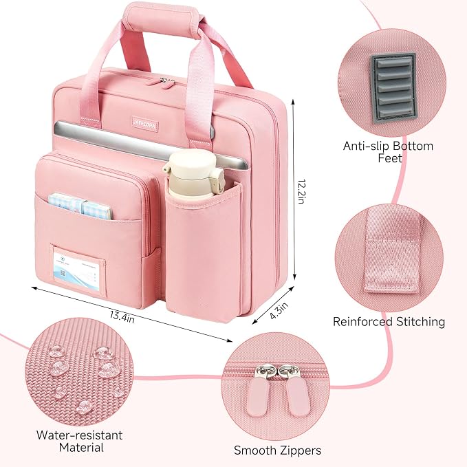 3 Ring Zipper Binder Bag, 3 Inch D-Ring 700 Sheet Capacity, Portable File Organizer with Removable Shoulder Strap & Multiple Pockets for School Office Travel Summer Study Back to School,Pink