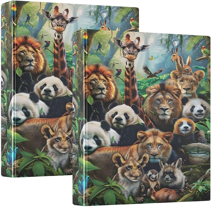 Custom 3 Ring Binder Animals 1.5" Round Ring Binders Personalized Name View Binder with 200 Sheet for Women Men Office Kids School Supplies, 1 Pack