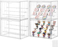 Acrylic Display Case for Collectibles, 4 Tier Figure Display Box, 4 Pack | 3 Movable Dividers, Magnetic Door for Easy Access, Clear Showcase, Easy Assembly, Stable Stacking, Wide Handle, Dustproof