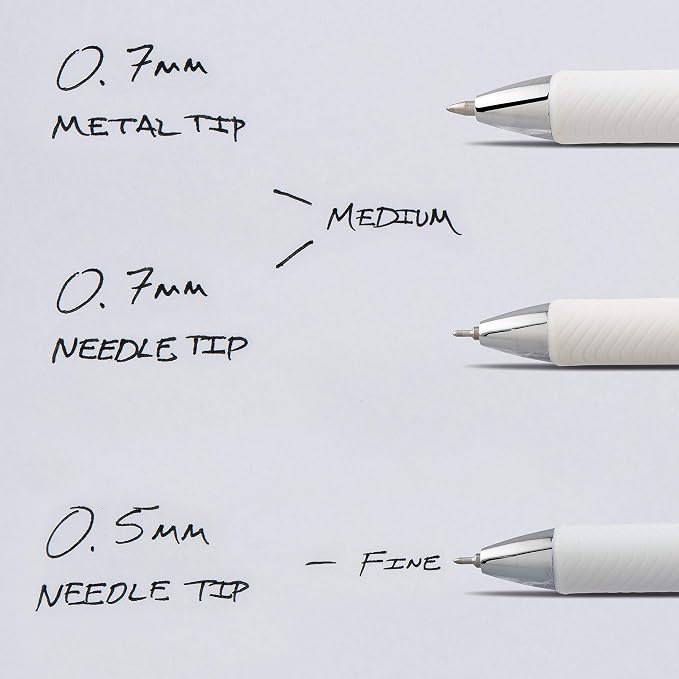 Pentel EnerGel Pearl RTX Retractable Liquid Gel Pen, (0.7mm), Medium Line, Needle Tip, Black Ink, 12 pack (BLN77PW-A)