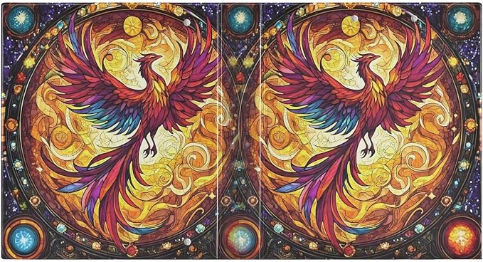 Phoenix Fire Wing Rainbow Glass 3 Ring Binder with 2 Interior Pockets 1.5 inch Binders 3 Ring Heavy Duty Fit 8.5" x 11" Letter Size for Office School, 2 Pack