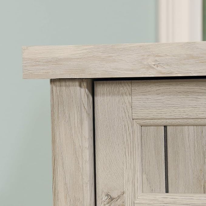 Sauder Costa L-Shaped Desk, Chalked Chestnut, Home Office with Storage & Keyboard Tray