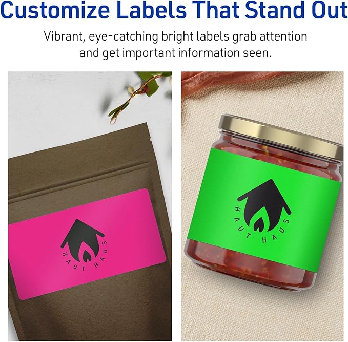 Avery Printable Shipping Labels with Sure Feed, 2"x 4", Assorted Neon Colors (Magenta, Green, and Yellow), Laser & Inkjet Compatible, 1,000 Blank Labels Total (5964)