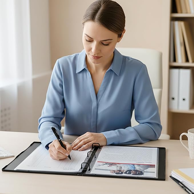 UniKeep 3 Ring View Binder - Binder Case is Fully Enclosed - Available in White, Clear, or Black and in Different Spine Sizes (Pack of 3, Black, 0.5 Inch)