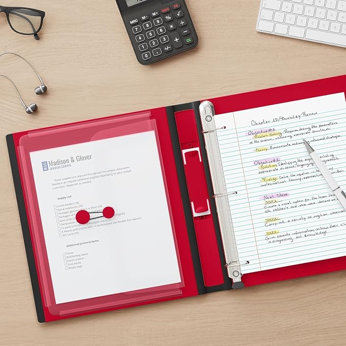 Staples Better Binder, 1.5-Inch D-Ring View, Red, Holds 350 Sheets | Reinforced spine for durable everyday use in office and school settings.