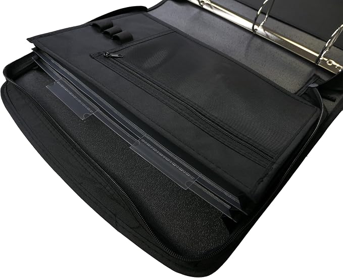 Five Star Zipper Binder, 2-Inch Capacity, 3 D-Rings, Exterior Zippered Pockets, Interior Mesh Pouch, Easy Grip Spine, Black Cover (66352)