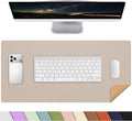 AFIING Desk Mat, Beige, 23.6" x 13.8", Desk Pad Protector | Dual-Sided Cork & PU Leather, Waterproof, Non-Slip for Mouse, Writing, Home Office, Study & Laptop