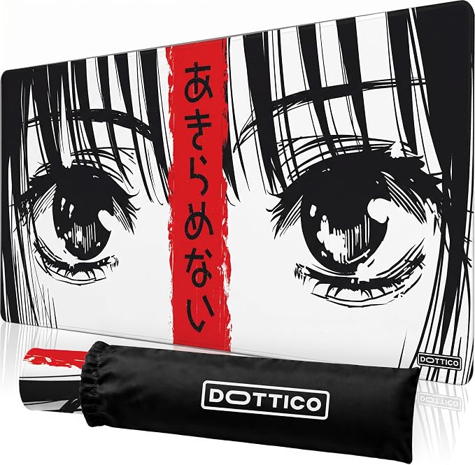 XXL Manga Eyes Gaming Mouse Pad – Japanese Minimalist Desk Mat with Kanji & Bold Art – Non-Slip, Water-Resistant Surface, Stitched Edges – 35.4x15.7 in (Anime Red XX-Large)