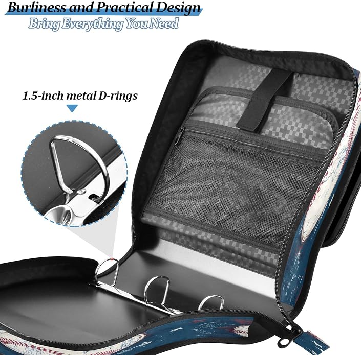 3 Ring Zipper Binder With Shoulder Strap Documents Storage Organizer Green Fire Dragon