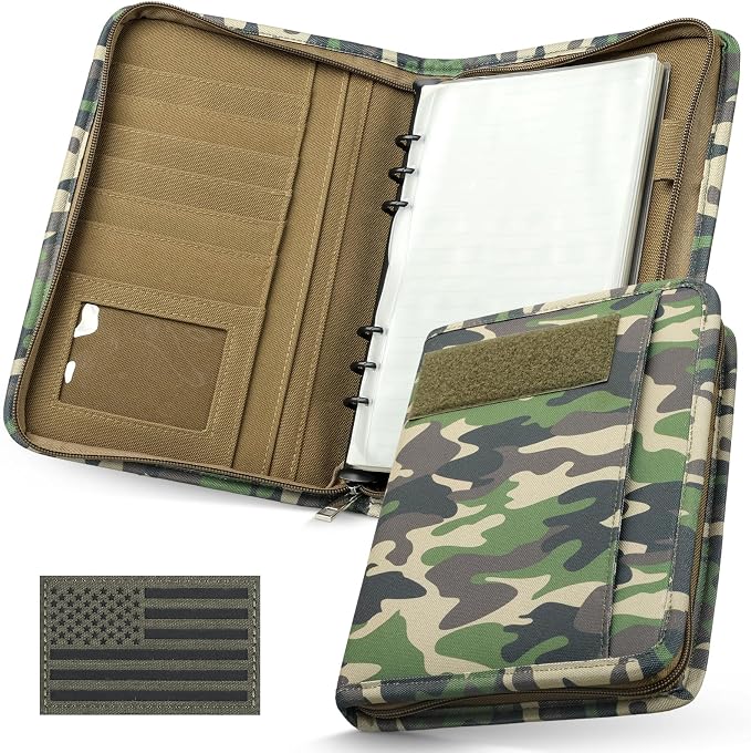 WYNEX Tactical Notebook Padfolio 6 Ring Binder, A5 Refill Paper | M-7.3x10" Zip Hardcover Notebook, 80 Sheets Loose Leaf Paper, 1"O-ring Water-Resistant Planner, for Office College Field Gift