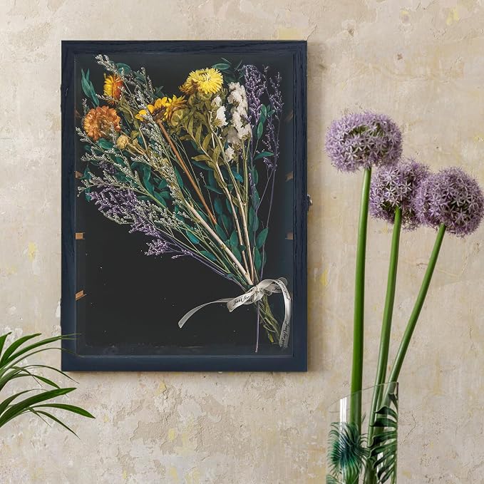 Shadow Box with Shelves, Black 11x14 Deep Memory Shadow Box Display Case for Trinket ,Keepsake Collectibles, Coins Military Medals Pins Wedding Flowers