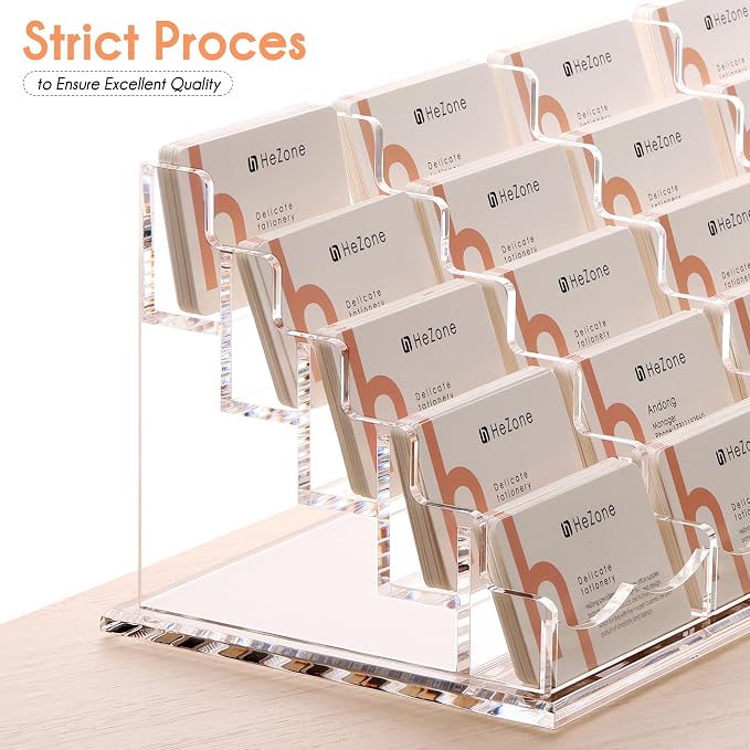 HeZone Business Card Holder for Desk Multiple Cards Display Stand Rack for Women and Men Clear Acrylic Card Organizer 20 Slot 5 Tier Large Capacity-Holds 1000 Cards -1 Pack (20 Cell H)