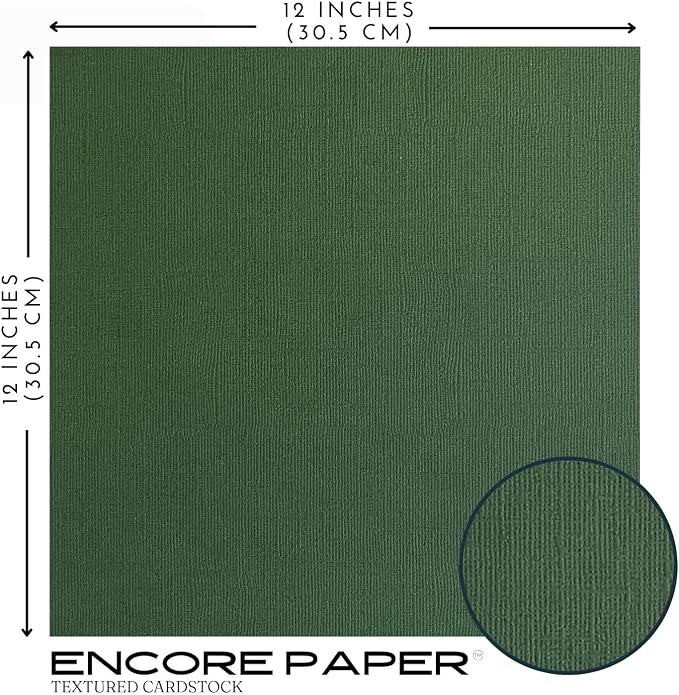 Hunter Green—12x12 Textured Cardstock | 80lb Textured Green Scrapbook Paper | Premium Cardstock for Cricut Cutting | 25 Sheets