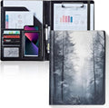 Padfolio/Portfolio Folder Clipboard,Padfolio Clipboard,Writing Portfolio Leather with Cover for Card Holder Slot Letter Size A4 for Office Conference Notepad Clip Boards,Fog Forest