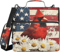 Cardinalbird American Flag Daisy Zipper Binder Bag 3 Ring Binder with Shoulder Strap Zip Up 500 Sheets Capacity Multi Pockets for School Office Supplies
