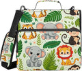3 Ring Zipper Binder with Shoulder Strap Jungle Animals Palm Leaf 2 Inch Zippered Binder Bag 500 Sheet Capacity Multi Pockets for School Supplies
