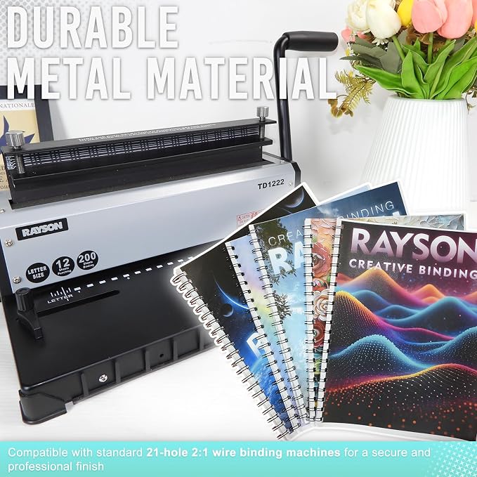 Rayson Wire Binding Spines, 2:1 Pitch, 21-Loop Black, Mixed Sizes, 100 Pack | Includes 3/8", 7/16", 1/2", 9/16" and 5/8" sizes; black 2:1 pitch wires for compatible wire binders.