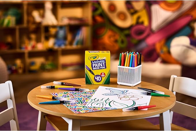 Crayola No-Drip Paint Brush Pens, Assorted Colors Set, 40 Count, Creative Gift for Kids and Teens