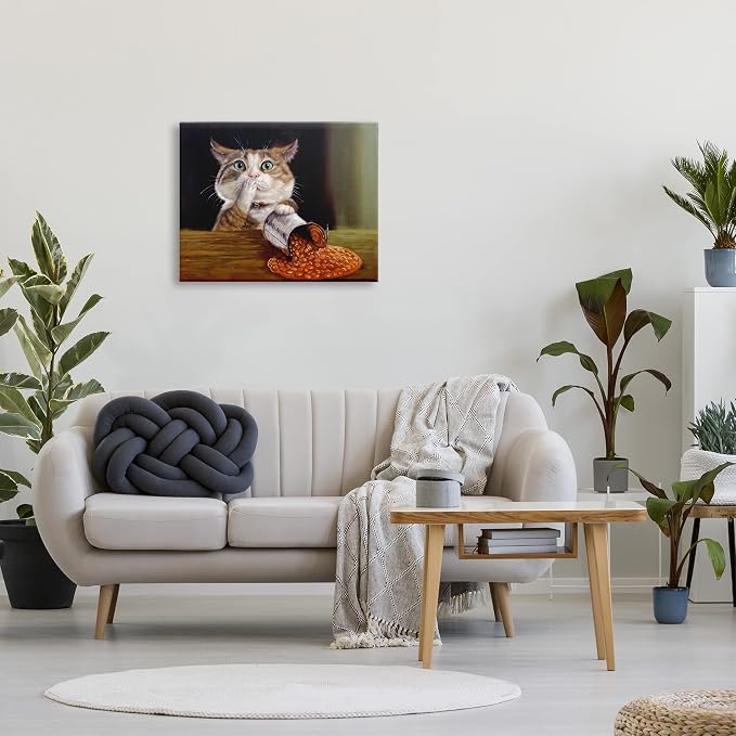 Humorous Cat Kitchen Still Life, 24 x 30 Inch Canvas Wall Art | Stupell Industries · By Lucia Heffernan · Ready to hang · Playful kitchen decor for home · Made in USA