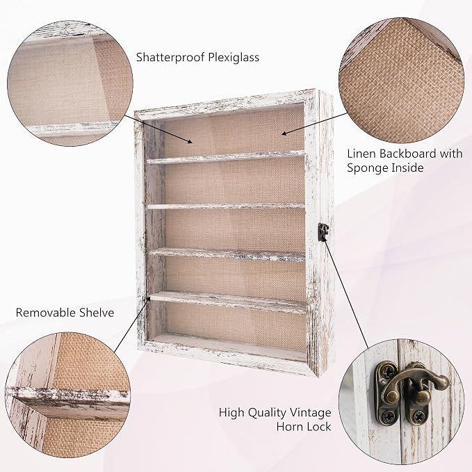 Shadow Box Frame with Removable Shelves, White 11x14 Deep Memory Box Display Case for Keepsake Collectibles, Coins Military Medals Pins Wedding Flowers