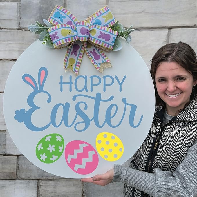 Wood front door sign Wood sign Home decor Welcome sign Sign for front door House warming gift Wedding gift (Happy Easter, 11" Width)