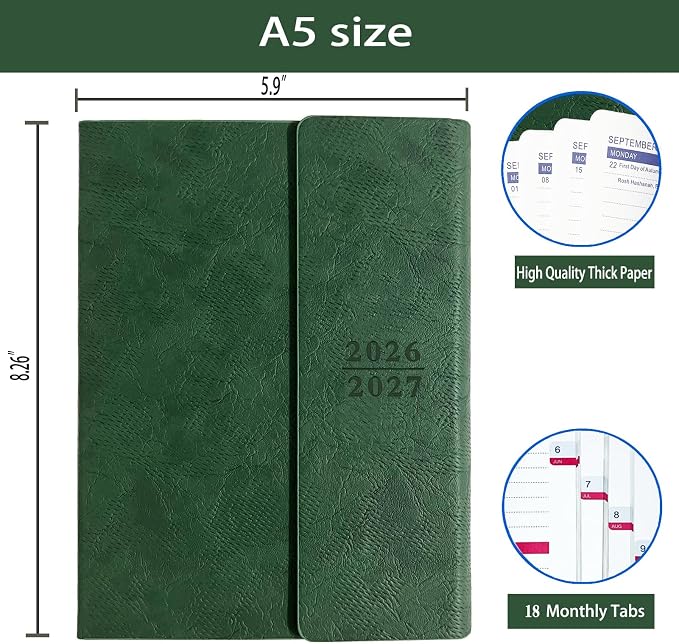 Planner 2026-2027, Weekly Monthly Academic Calendar Book, 8.26" x 5.9"