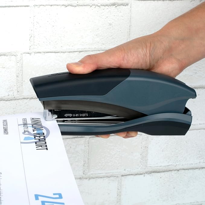 Swingline Stapler, 25 Sheet Capacity, Optima 25, Jam Free, Reduced Effort, Soft Grip, Black/Gray (66424)