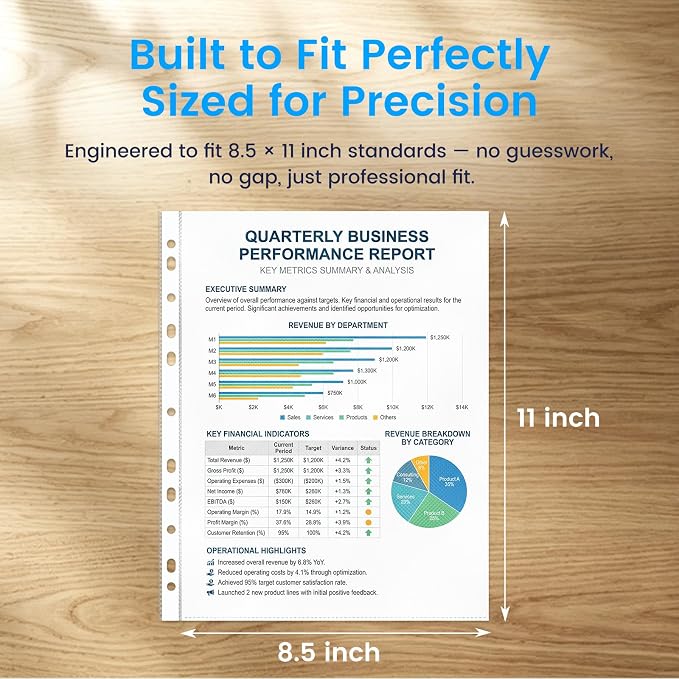 260 Pack Clear Sheet Protectors 8.5 x 11 Inch Easy-Open, Transparent Plastic Page Sleeves for 3-Ring Binders, Bulk Pack for Business, Office, School & Classroom Use - Durable & Smooth