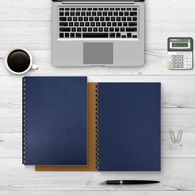 Binditek 16 Mil Leather-Textured Polycovers, 8.5x11 Inches, Navy, 50 Pack | Leather-Textured Binding Covers, 8.5x11 Inches Letter Size, Plastic Binding Presentation Covers, Square Corners, Unpunched
