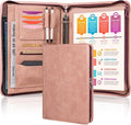 Calfinder Leather 3 Ring Portfolio Binder with Zipper, Professional Business Padfolio Organizer for Women, A4 Letter Document Folder Case for Interview, Resume & 13 inch Laptop
