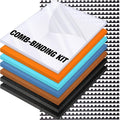 160 Pack Binding Covers and Combs kit 8.5x11 Inches Include 60 Pcs 12 mil Leather Texture Binding Cover 60 Pcs 8 mil Clear PET Presentation Covers 40 Pcs Binding Combs Letter Size(Elegant Color)