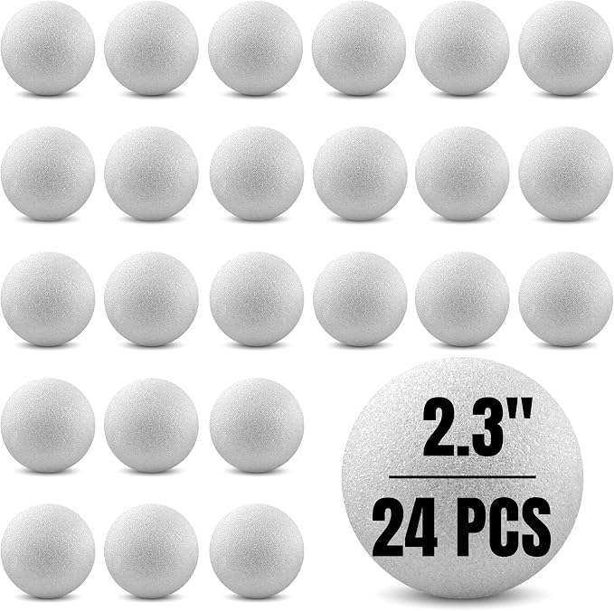 Hygloss Round Foam Balls for Crafts - 2.3-Inch White Craft Foam (XPS) for Arts Small Foam Balls for School Projects and DIY Crafts - Round Balls - 24 Pack of Foam Craft Spheres
