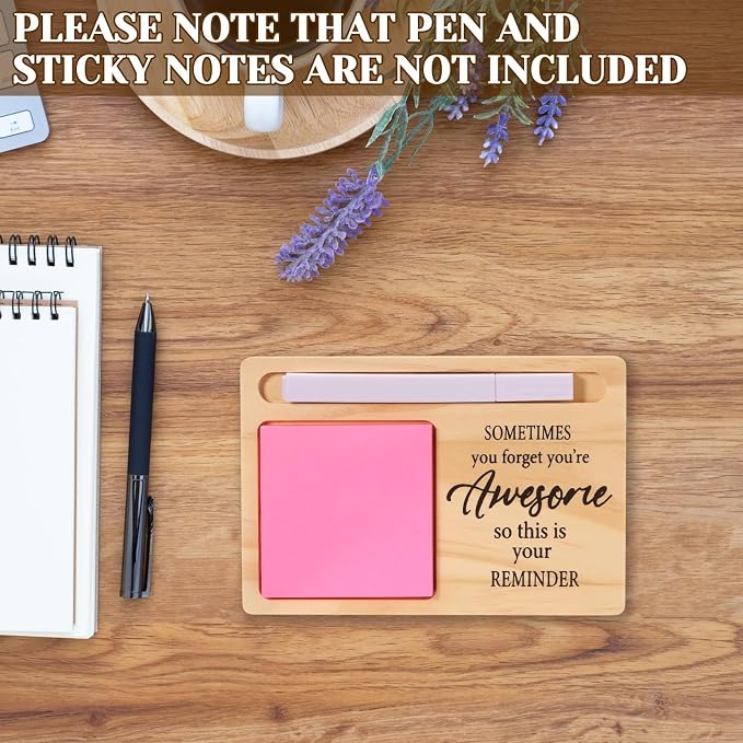 10 Pcs Back to School Teacher Appreciation Gifts Bulk Wooden Sticky Note Holder Motivational Thank Your Gift Inspirational Sticky Notes for Teacher Back to School (Awesome)