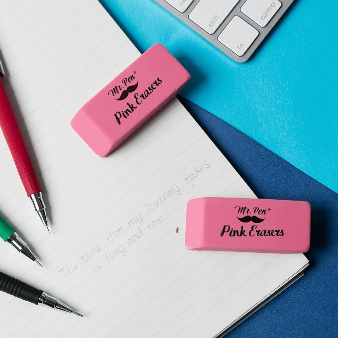 Mr. Pen- Pink Pencil Erasers Bulk, 100 Pack | Bulk Block Erasers for School, Office, Art Sketching, Homework, Exams, Clean Smudge-Free Correction