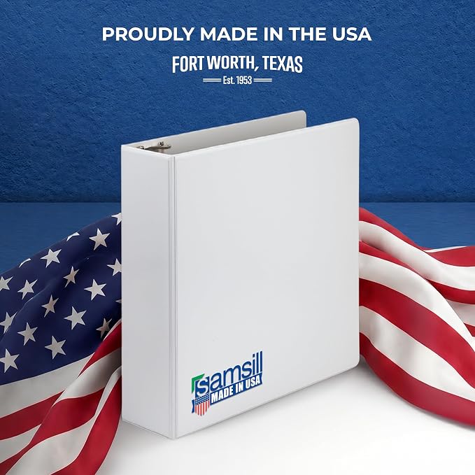 Samsill 3 Inch 3 Ring Binder, Economy Round Ring, Clear View Cover, 550 Sheet Capacity - for School, Home, Office - White