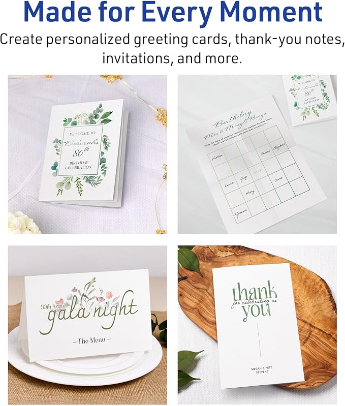 Avery® Printable Note Cards, Envelopes Included, 4.25" x 5.5", Textured White, Inkjet Printer Compatible, 50 Blank Cards per Pack, Great for Product Branding, Marketing, and More (2 Packs of 5813)