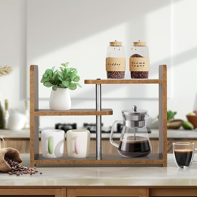Desktop Organizer,Office Storage Rack,Wood Small Bookshelf,Brown | Display Shelf,Office Shelf,Desk Organizer Small Tabletop Hutch for Office,Dorm,Living Room,Counter Top