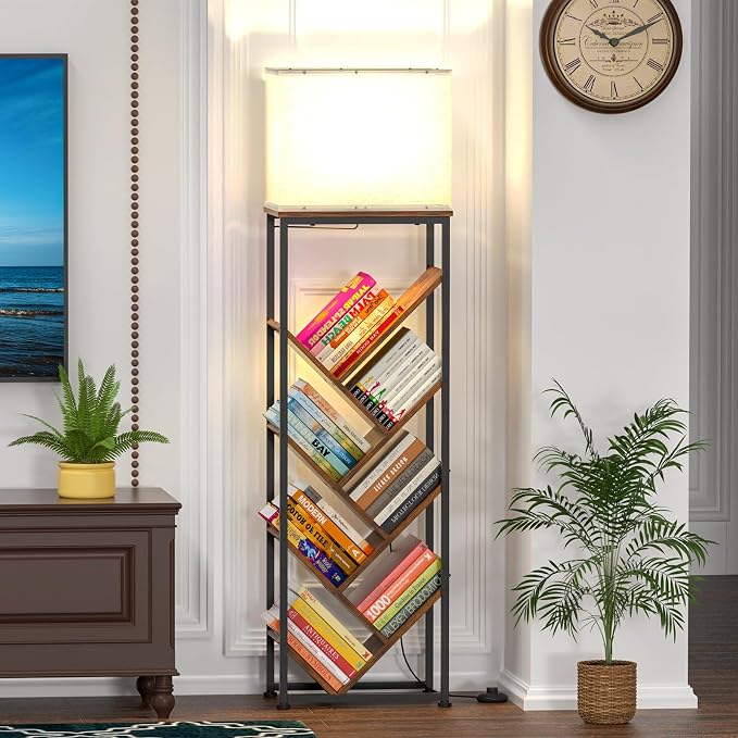 Cutogxon Tree Bookshelf with Light - 8 Tier Floor Standing Tree Bookshelf for Hardcover Books Three Types of Light