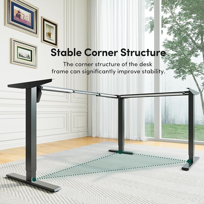 CubiCubi 63x48 Inches L Shaped Standing Desk with 3 Drawers and Monitor Shelf, Height Adjustable Corner Computer Desk with Hooks, Sit Stand Up Ergonomic Home Office Workstation Table, Modern Black
