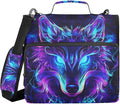 Mystical Wolf Face 3 Ring Binder Bag 1.5 inch Binder Organizer with Zipper Shoulder Strap 500 Sheet Documents Storage for School Office