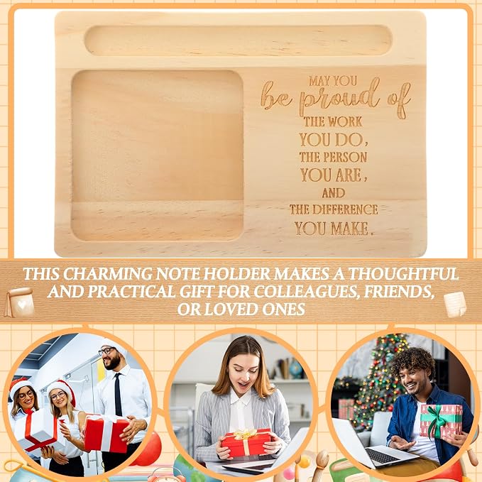 10 Pcs Back to School Teacher Appreciation Gifts Bulk Wooden Sticky Note Holder Motivational Thank Your Gift Inspirational Sticky Notes for Teacher Back to School (Proud)