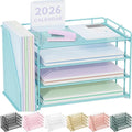 Spacrea Desk Organizers and Accessories, Paper Organizer for Desk with File organizer, Desk Accessories & Workspace Organizers for Office Supplies (Blue)
