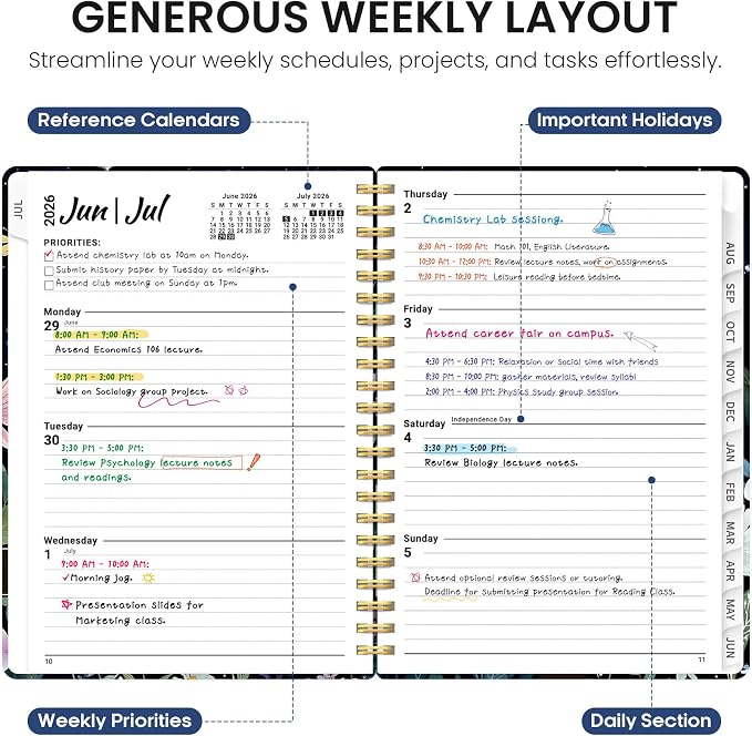 Taja Planner 2026-2027, Jul 2026-Jun 2027 Monthly & Weekly Calendar Planner | 8.5" x 11", Hardcover Academic Calendar, Teacher Student Agenda Book with Tabs, School Office Supplies, Celestial