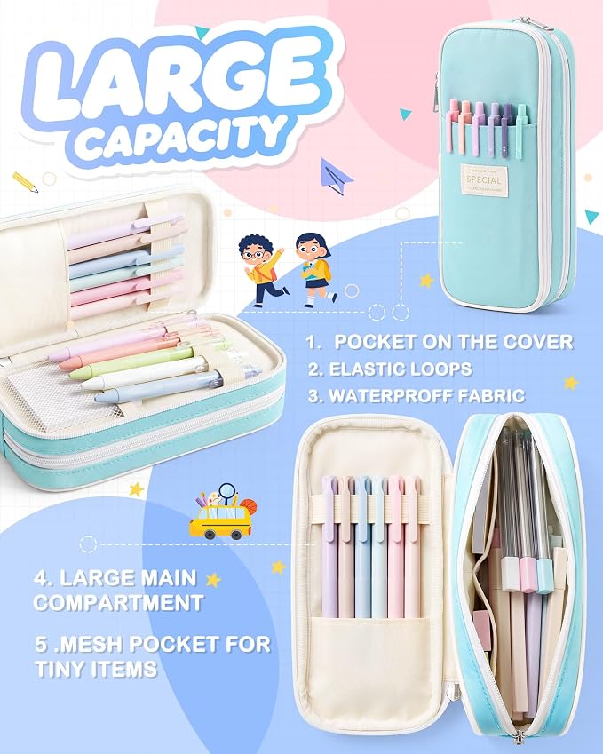 63PCS Aesthetic School Supplies with Cute Pencil Case,Stationary Set